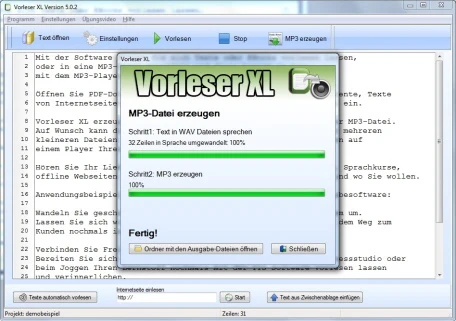 Text Reader beim MP3 erstellen Text Reader beim MP3 erstellen